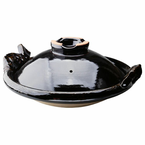 楽天市場】土楽窯 ふた付き魚手黒鍋一尺三寸 : ベルセーブ