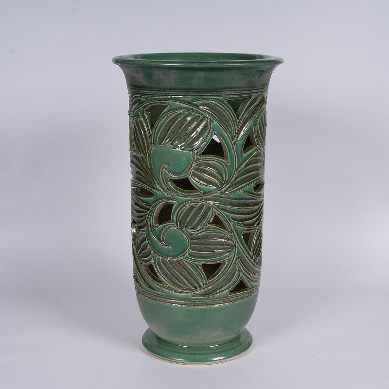 楽天市場】【10%OFF】傘立て 陶器 信楽焼 織部唐草透かし傘立