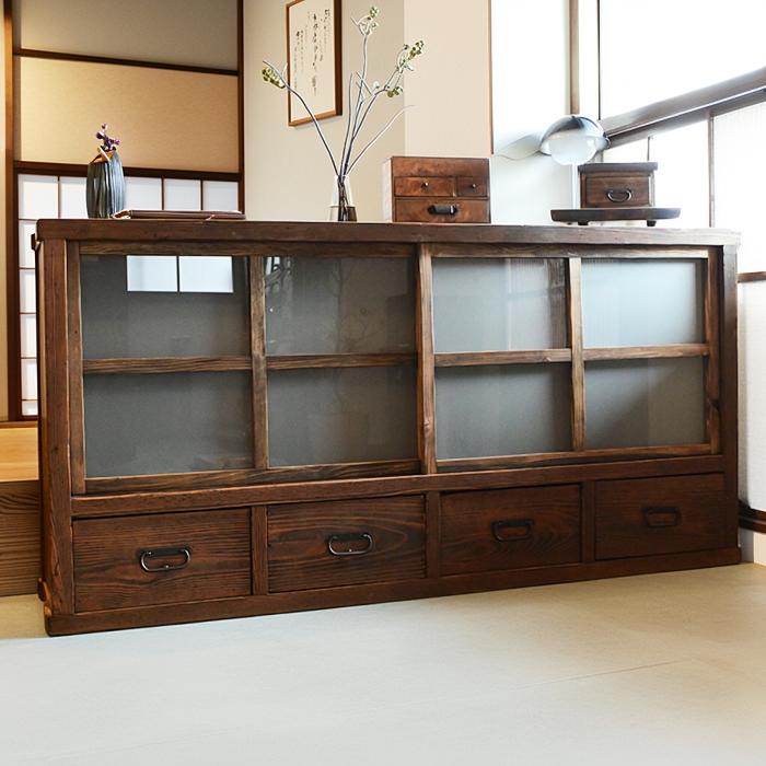 楽天市場】水屋箪笥 リメイク 食器棚 幅175cm 昭和初期 古民家家具