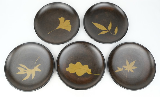 栗山園オンライン通販部 / 【出物】 葉文銘々皿 5枚 番浦鴻蔵