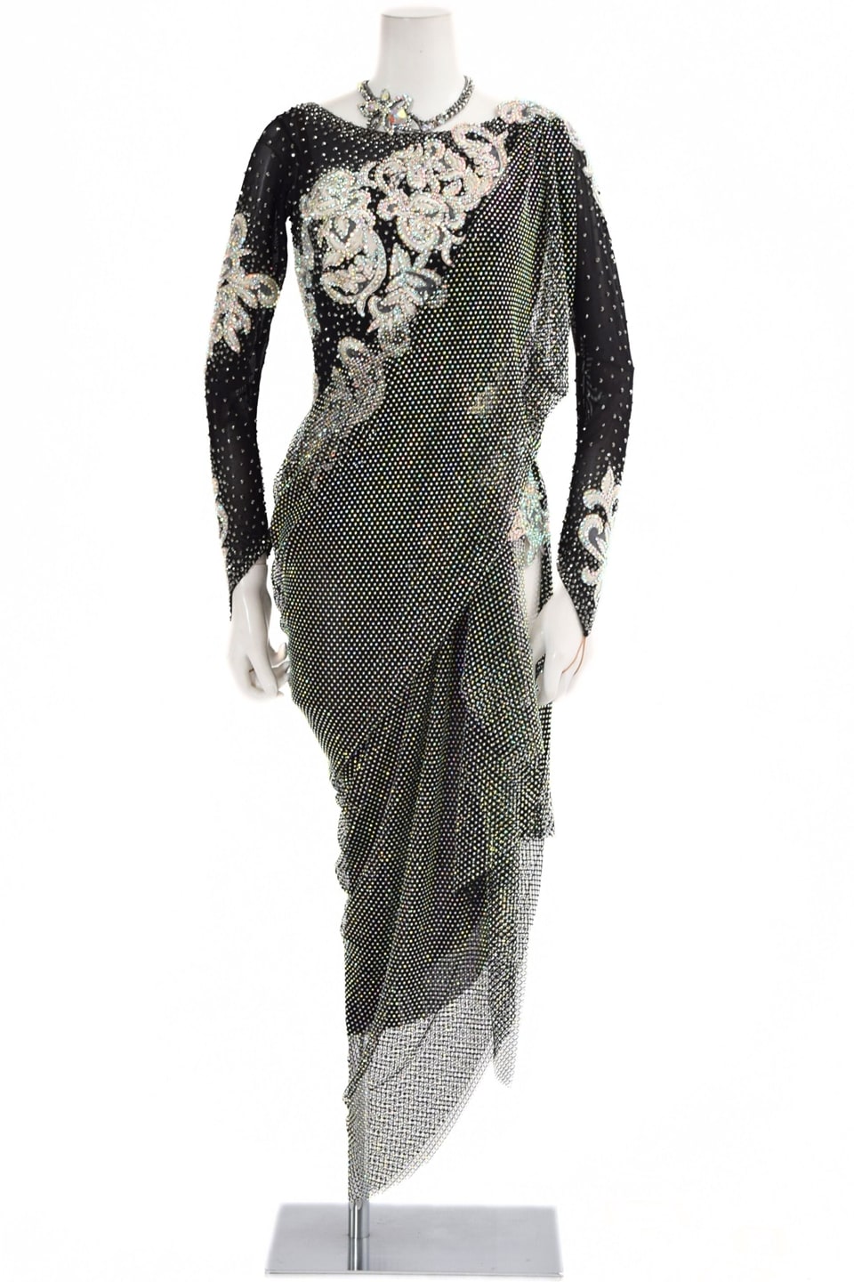 ラテンドレス WL0138D ブラック/クリスタル L 社交ダンス タカダンス