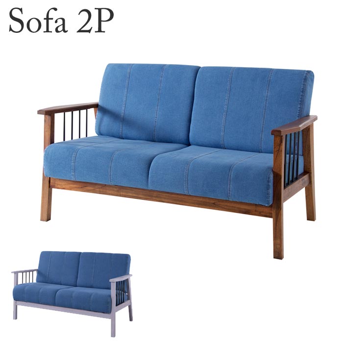 楽天市場】《東谷》 デニム ソファ 幅138cm 2人掛け ファブリック 二人