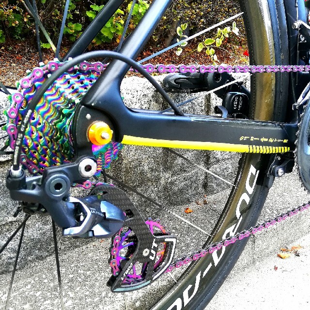 ☆11s虹色軽量チェーン＋セラミックビッグプーリー＋11s軽量スプロケ3