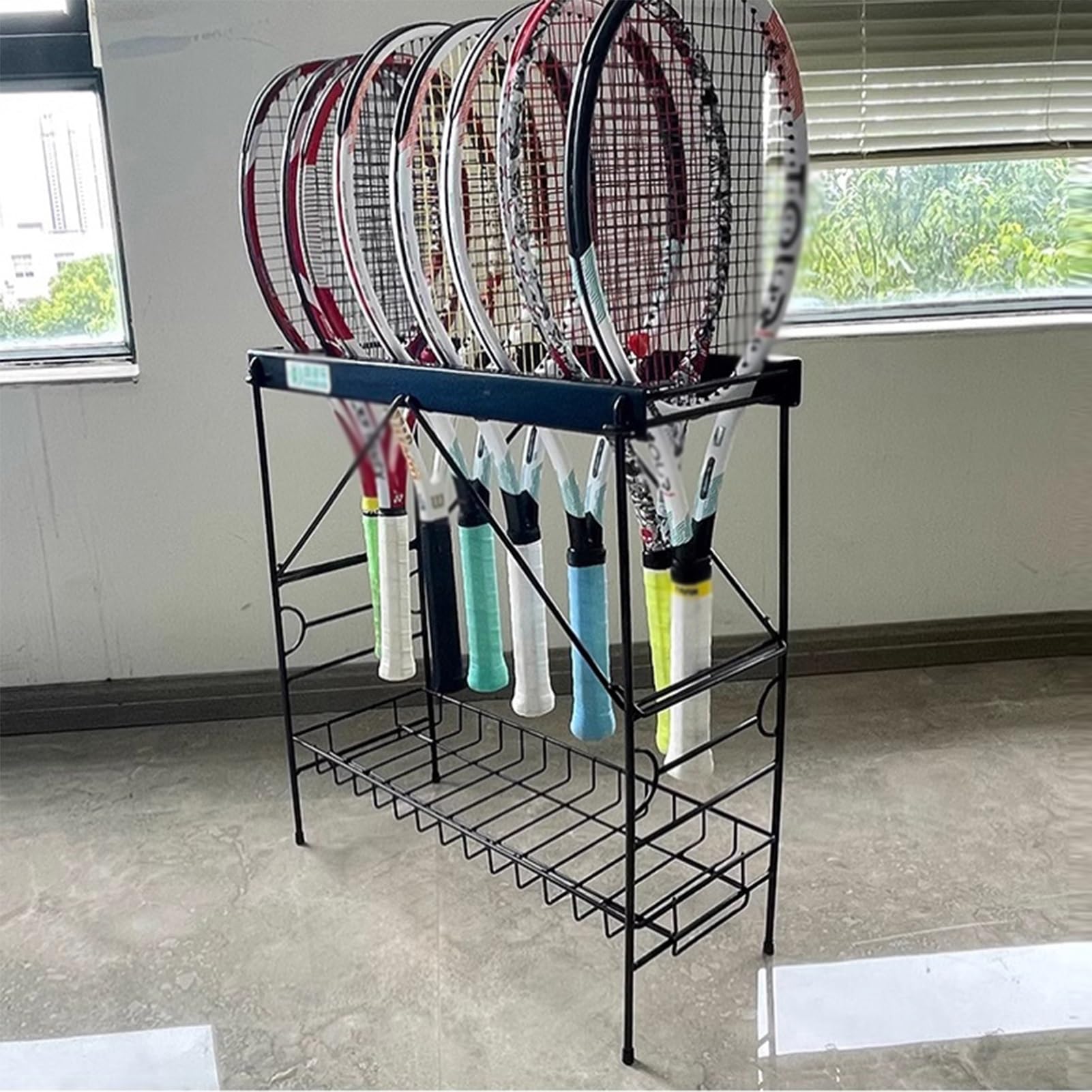 Amazon | テニスラケット収納ラック、折りたたみ式スポーツ用具